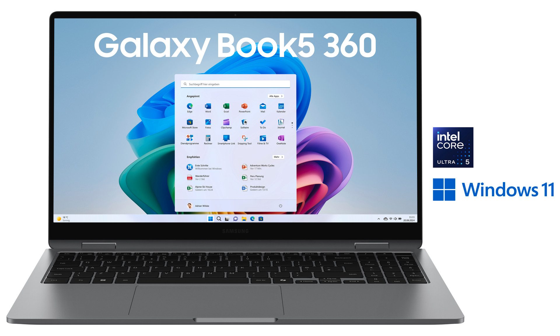 Samsung Galaxy Book5 360 15,6'' (NP750Q) Ultra5 16 GB + 256 GB Convertible Notebook (39,6 cm/15,6 Zoll, Intel Core Ultra 5, ARC, 16 GB, 256 GB SSD)