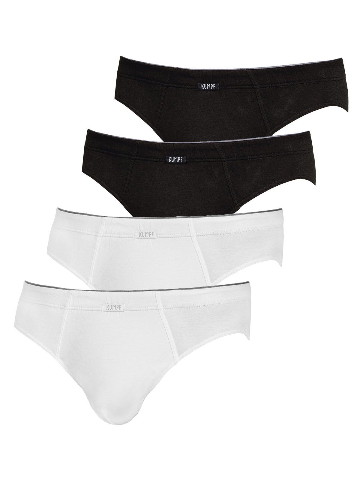 KUMPF Slip 4er Sparpack Herren Slip Single Jersey (Spar-Set, 4-St) Materialmix schwarz weiss