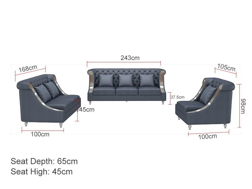 Wohnlandschaft Orange Wohnzimmer-Set, Ledersofa Sitzer Design Couch 1 JVmoebel Garnitur Modern 3