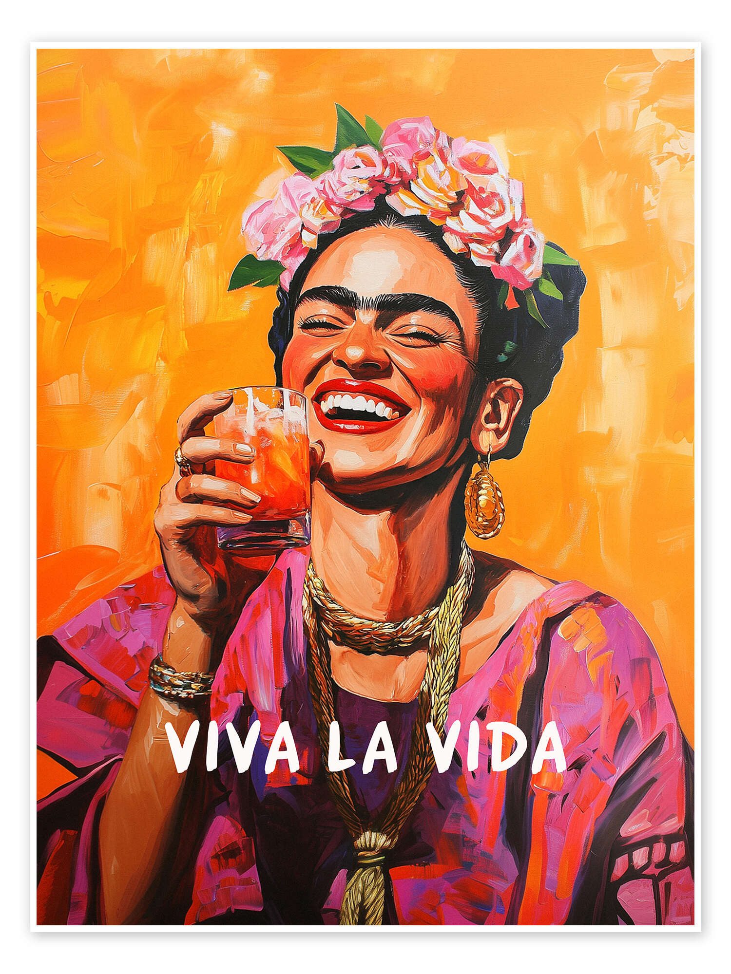 Posterlounge Wandbild Viva La Vida Frida, Carina Artspace, erhältlich als Poster, Leinwandbild, Wandsticker oder Acrylglasbild