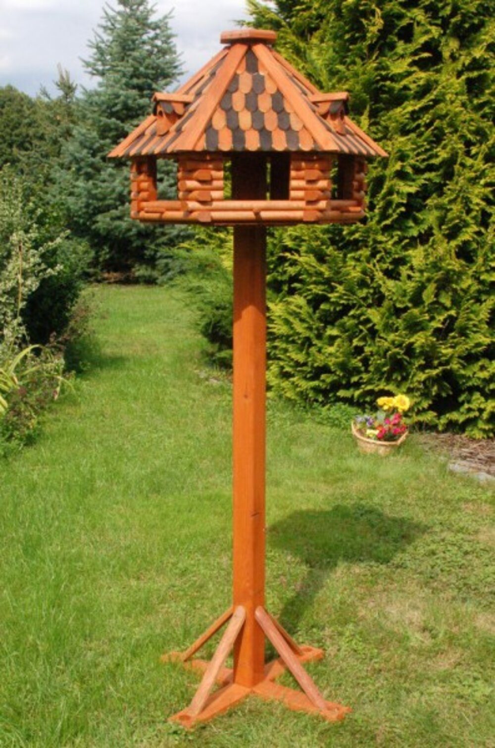 DSH DEKO SHOP HANNUSCH Vogelhaus mit Ständer XXL 1,65m, V13 XXL braun Einbein