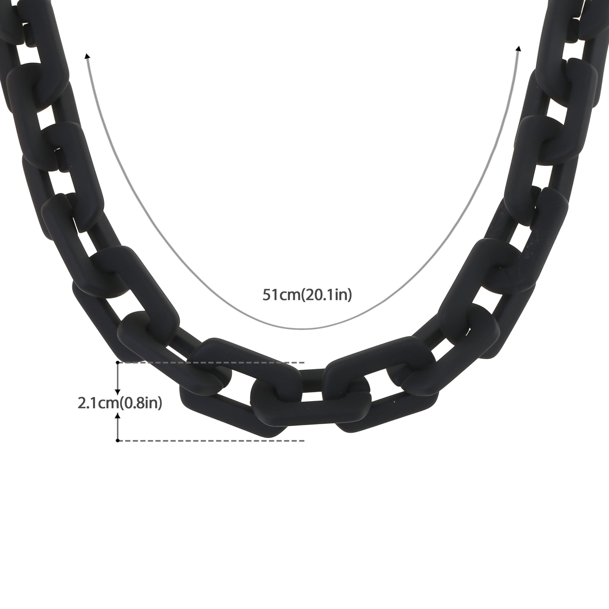 Made by Nami Gliederkette Große Glieder Halskette Damen Schwarz Raver Schmuck, 40 + 5 cm Länge verstellbar
