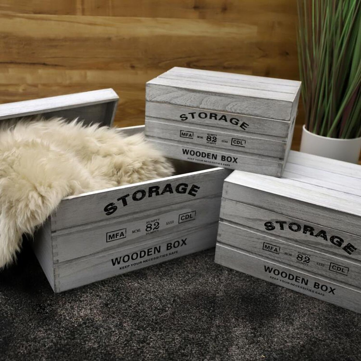 BURI Aufbewahrungsbox Set 3 Stück Kisten günstig online kaufen
