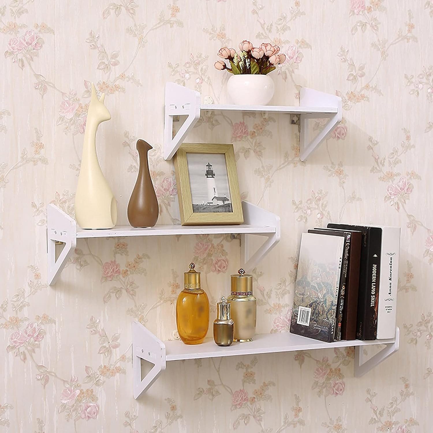 Youyijia Bücherregal 3Pcs Wandregal 25/30/40cm Schweberegal Set Dekotativ Regalbrett – Bild 5 von 5