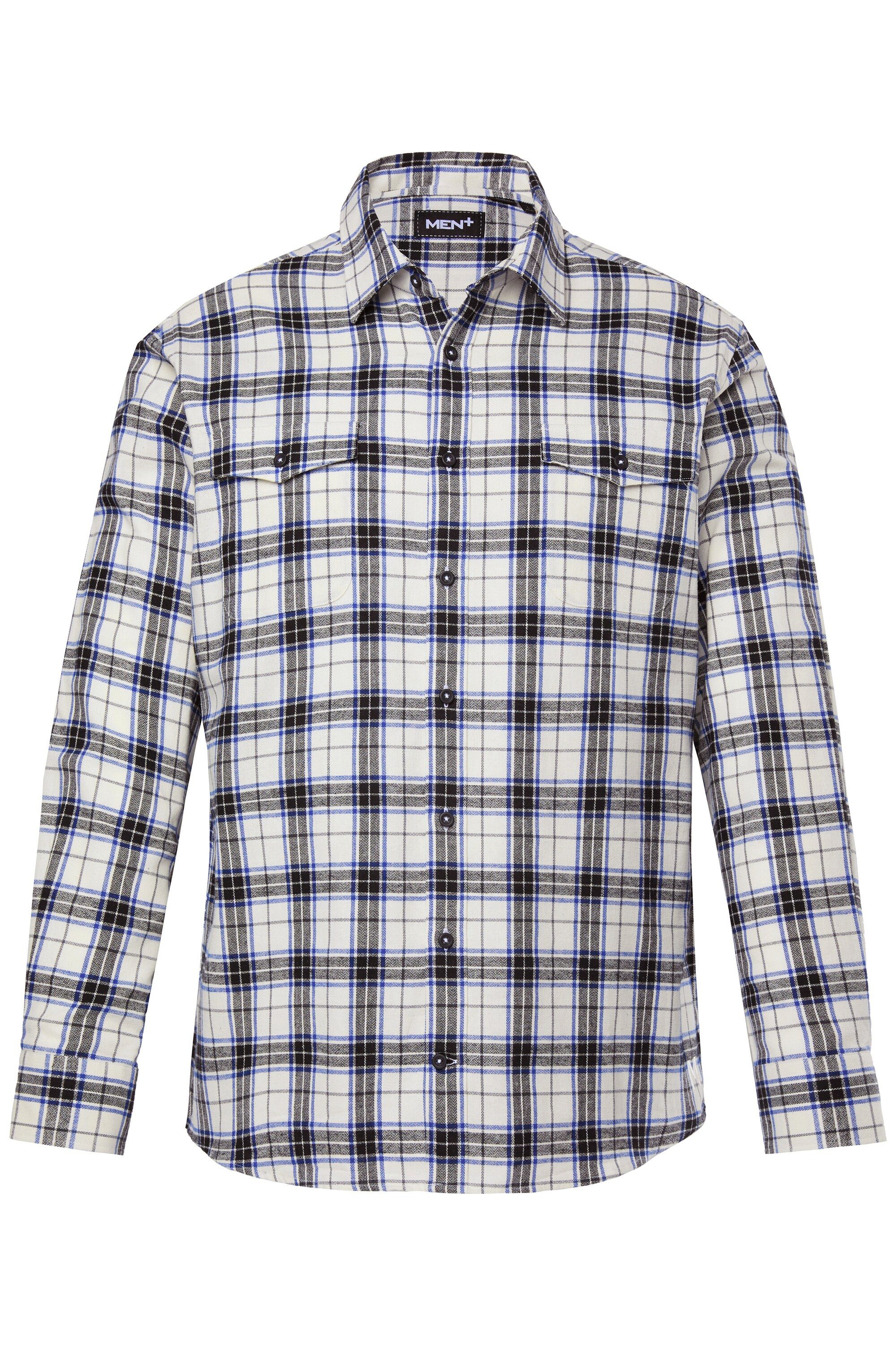 Men Plus Businesshemd Karo-Flanellhemd Langarm Kentkragen Comfort Fit – Bild 2 von 4