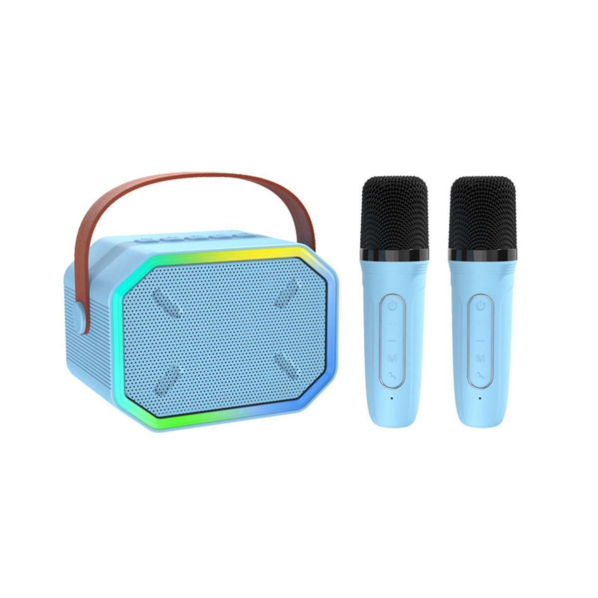 carefully selected Tragbares Retro-Bluetooth-Audio-Mikrofon-Set für Zuhause, Blau Party, Bluetooth-Lautsprecher KTV