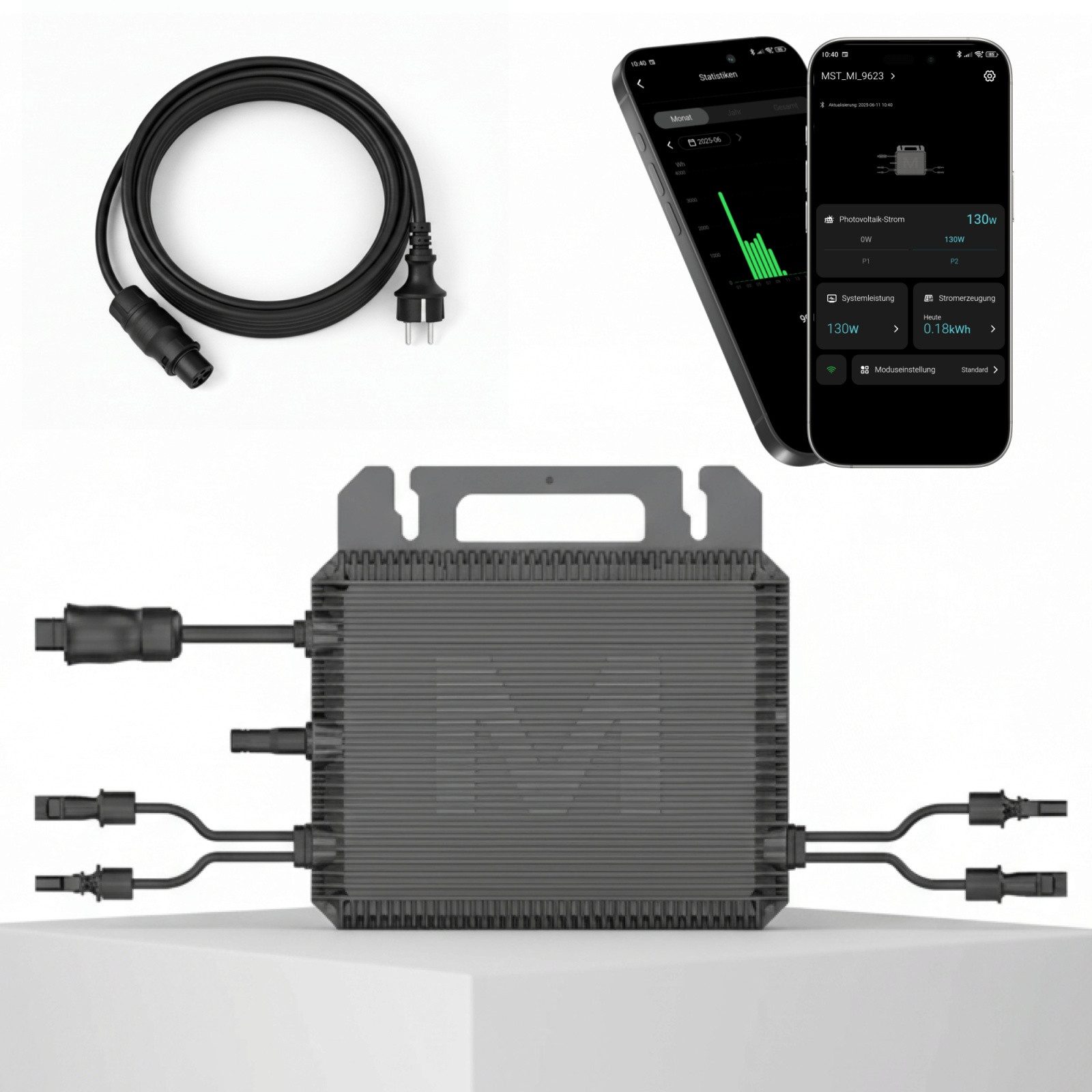 SUNNIVA Інвертор MARSTEK 800 W MST-MI0800, (2× MPPT, IP67 wetterfest, WiFi & App-Überwachung, Plug-&-Play Balkonkraftwerk Inverter)
