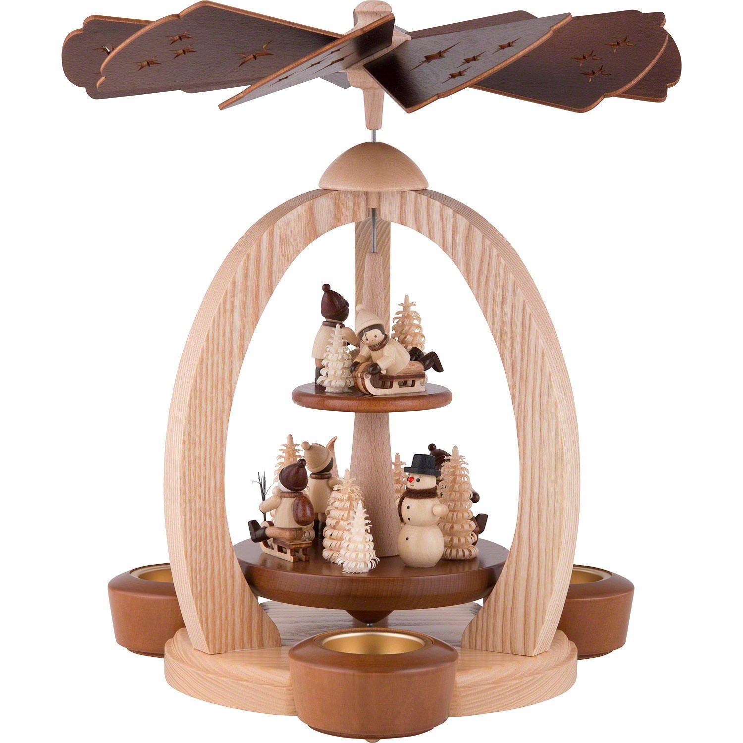 Weihnachtspyramide 2-stöckige Pyramide Winterkinder natur (30cm) von HoDreWa Legler