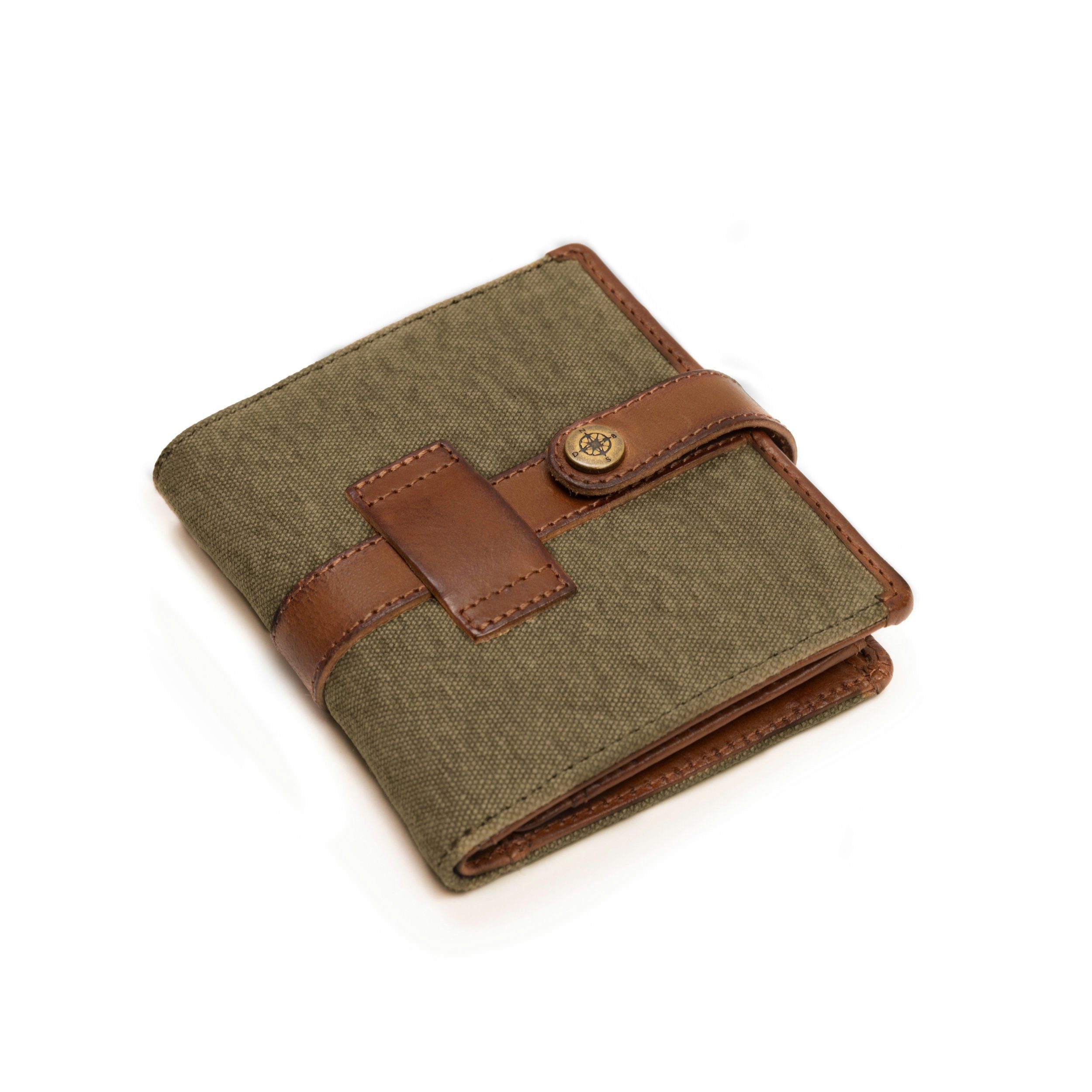 DRAKENSBERG Geldbörse Geldbeutel »Earl« Oliv-Grün, ausgefallene Herren Brieftasche aus Canvas und Leder, viele Fächer