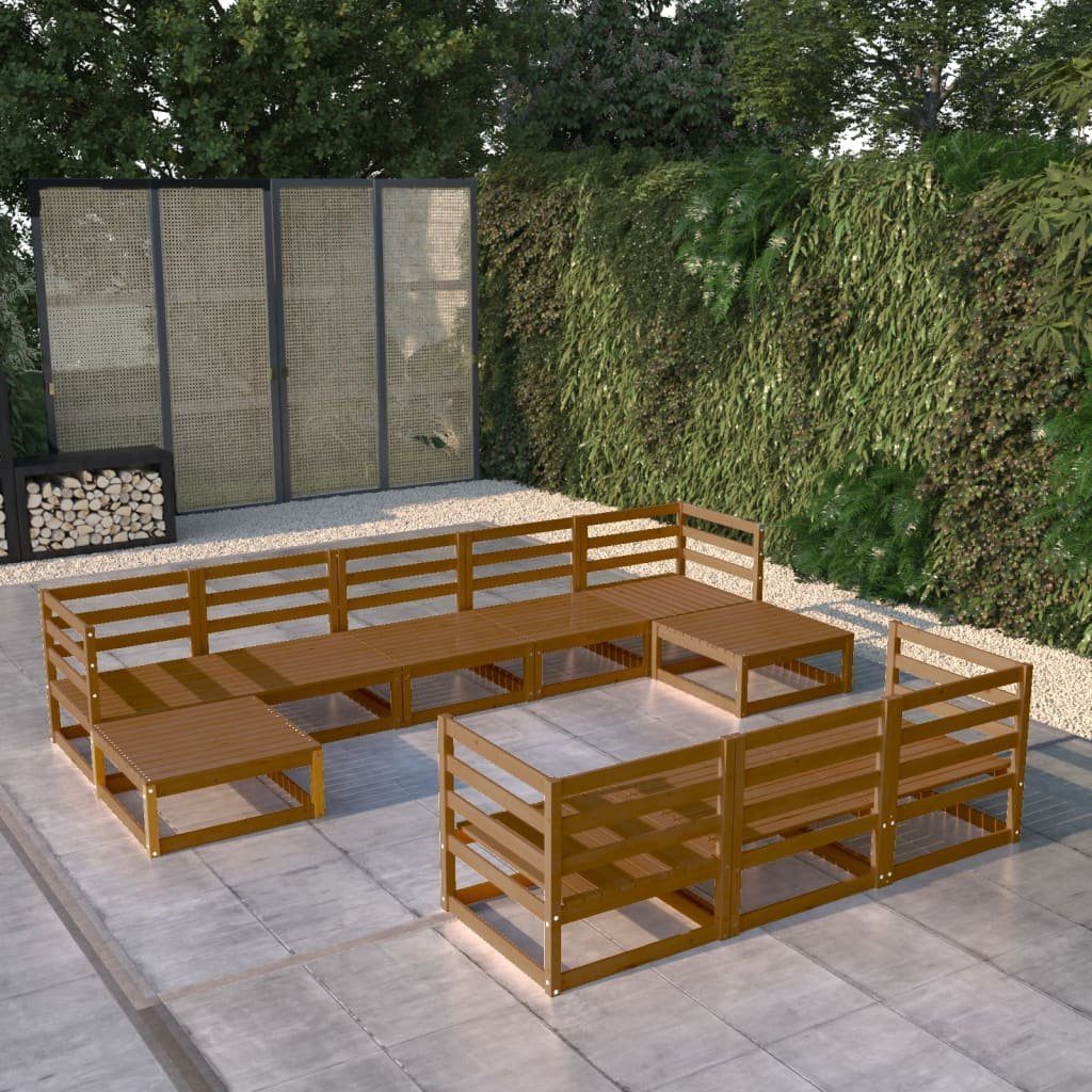 (1-tlg) Kiefer, Honigbraun Garten-Lounge-Set 10-tlg. Gartenlounge-Set vidaXL Massivholz