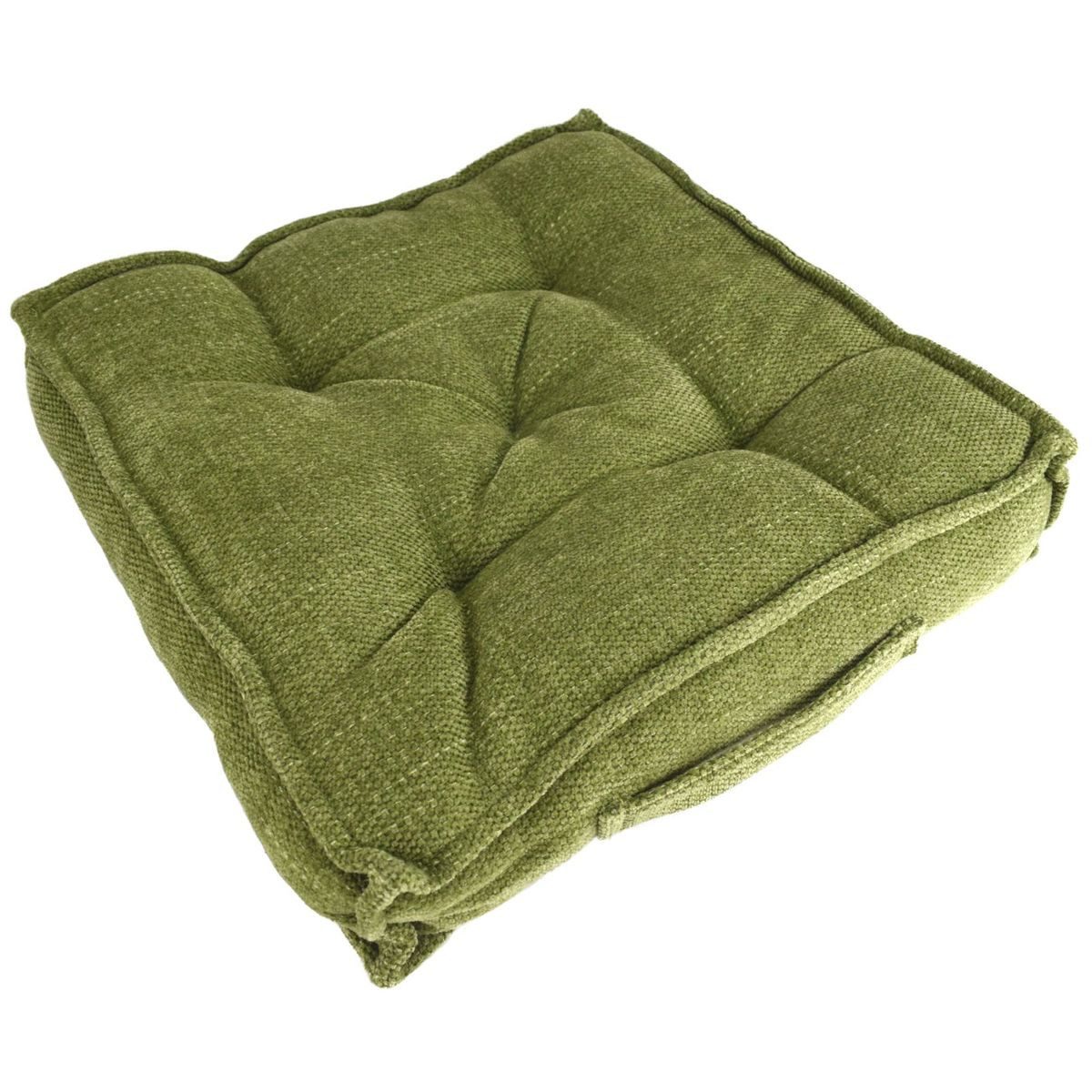 Marabellas Shop Sitzkissen Polsterung für Stühle 40 x 40 cm Chenille Boxsitzkissen mit Schlaufe, mit 5-Punkt-Steppmuster