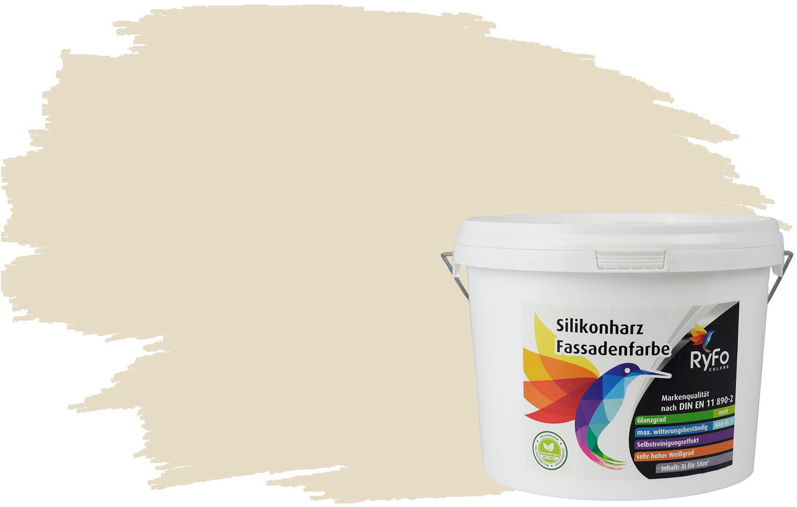 RyFo Colors Fassadenfarbe Silikonharz Fassadenfarbe Gelbtöne, 1 L ca. 6 m², Wasserabweisend, diffusionsfähig, schützt vor Schmutz, UV-beständig