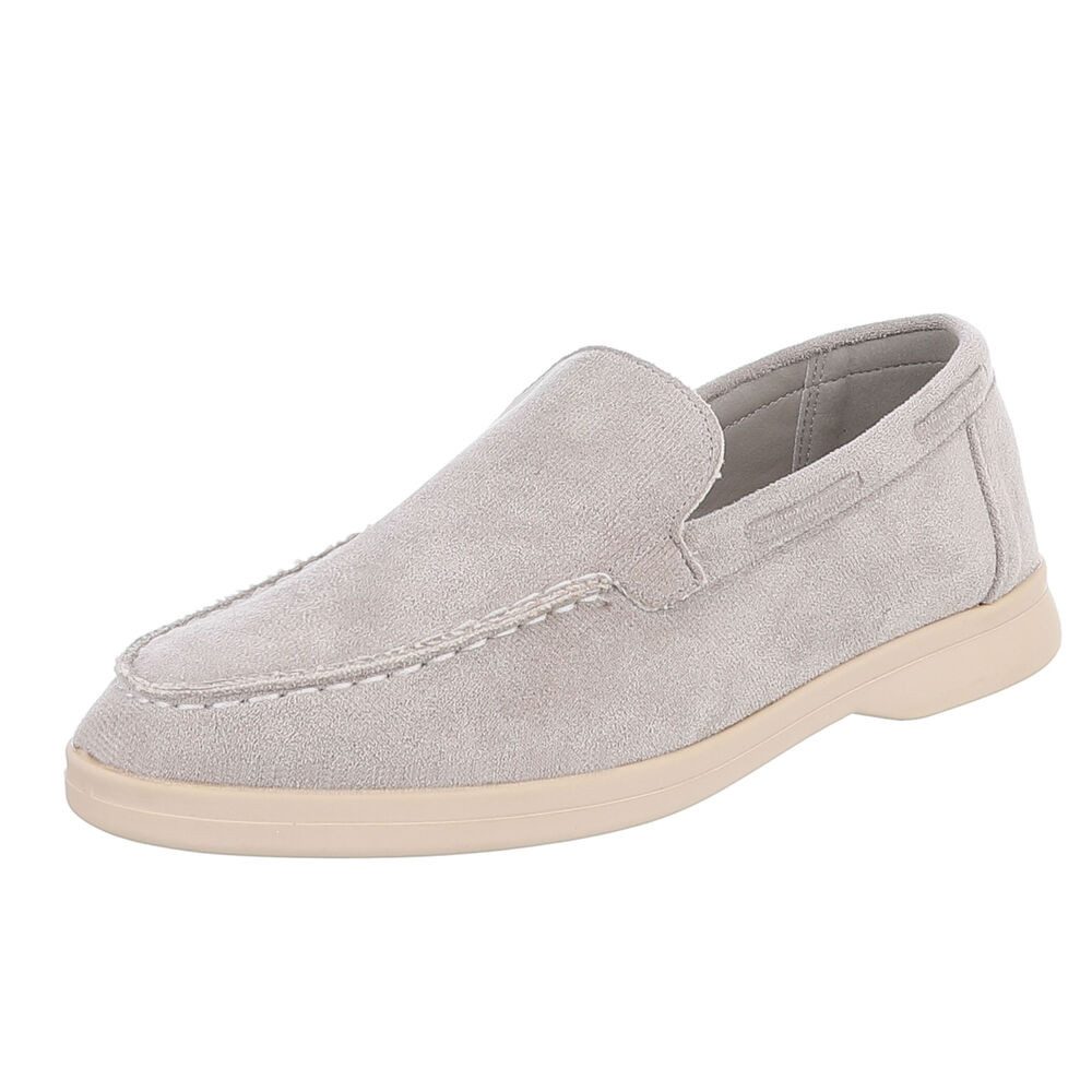 Ital-Design Eleganter Damen Slip-On Schuh mit hohem Tragekomfort Slipper (90927386) Blockabsatz Mokassins in Hellgrau