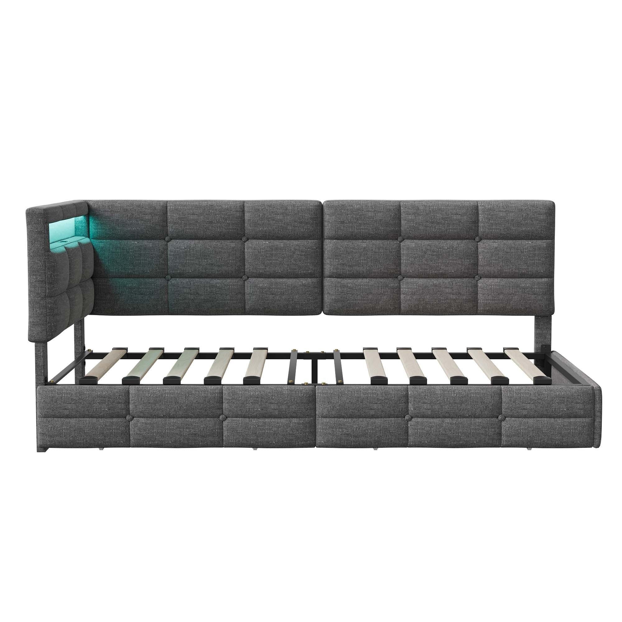 Gdood Polsterbett Doppelbett Daybett Tagesbett (Mit Steckdose & USB & TYPE- günstig online kaufen