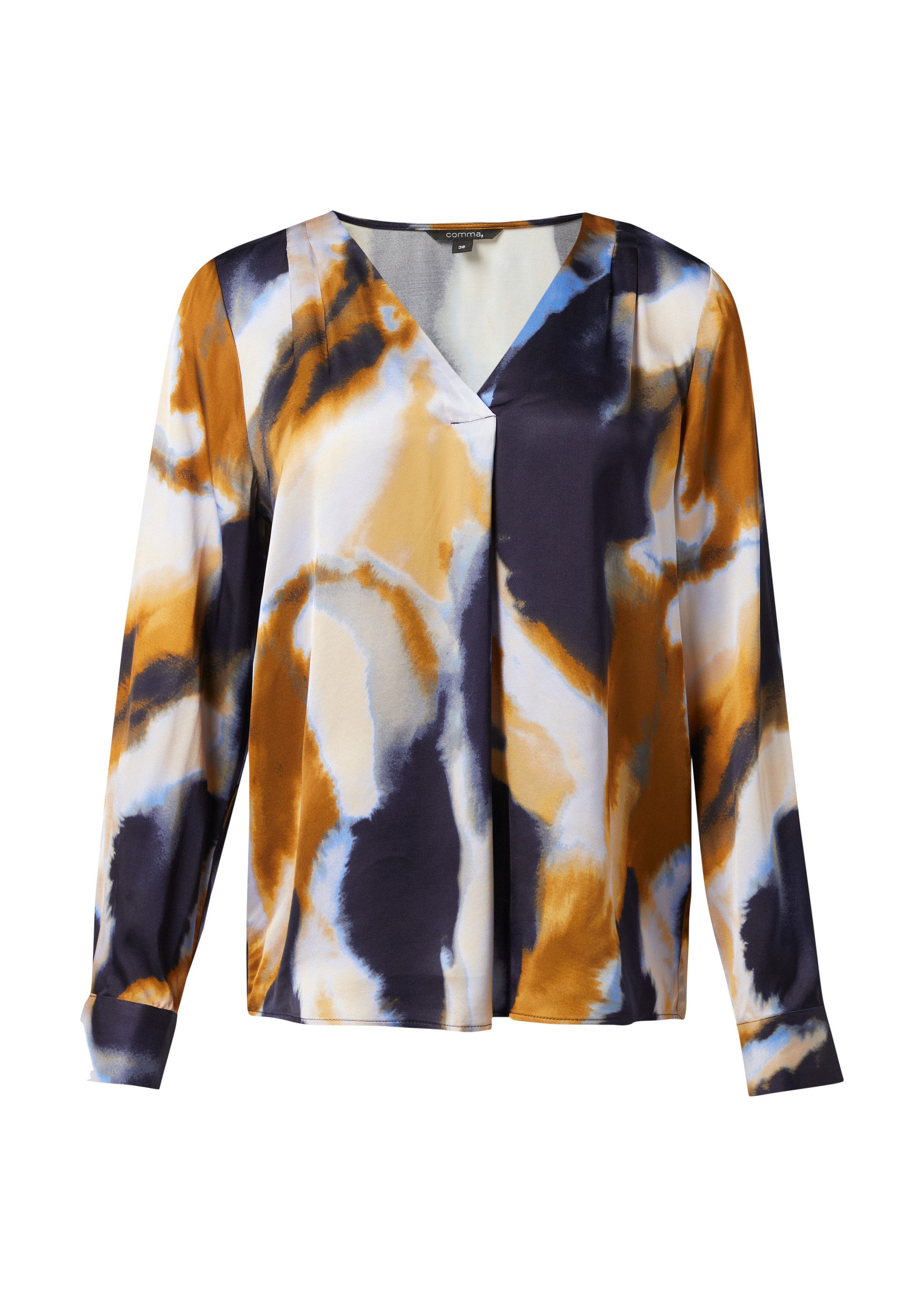comma Langarmbluse Bluse Satinbluse aus reiner Viskose günstig online kaufen