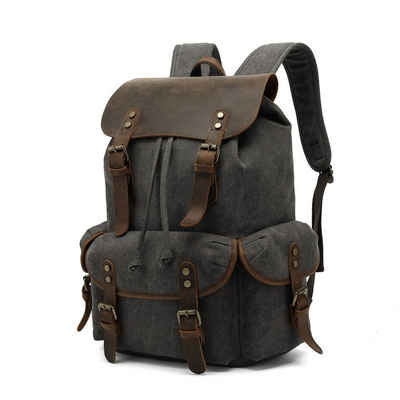 TAN.TOMI Rucksack Vintage-Rucksack im Retro-Design für Uni, Schule, Arbeit und/ oder Freizeit, mit Laptopfach