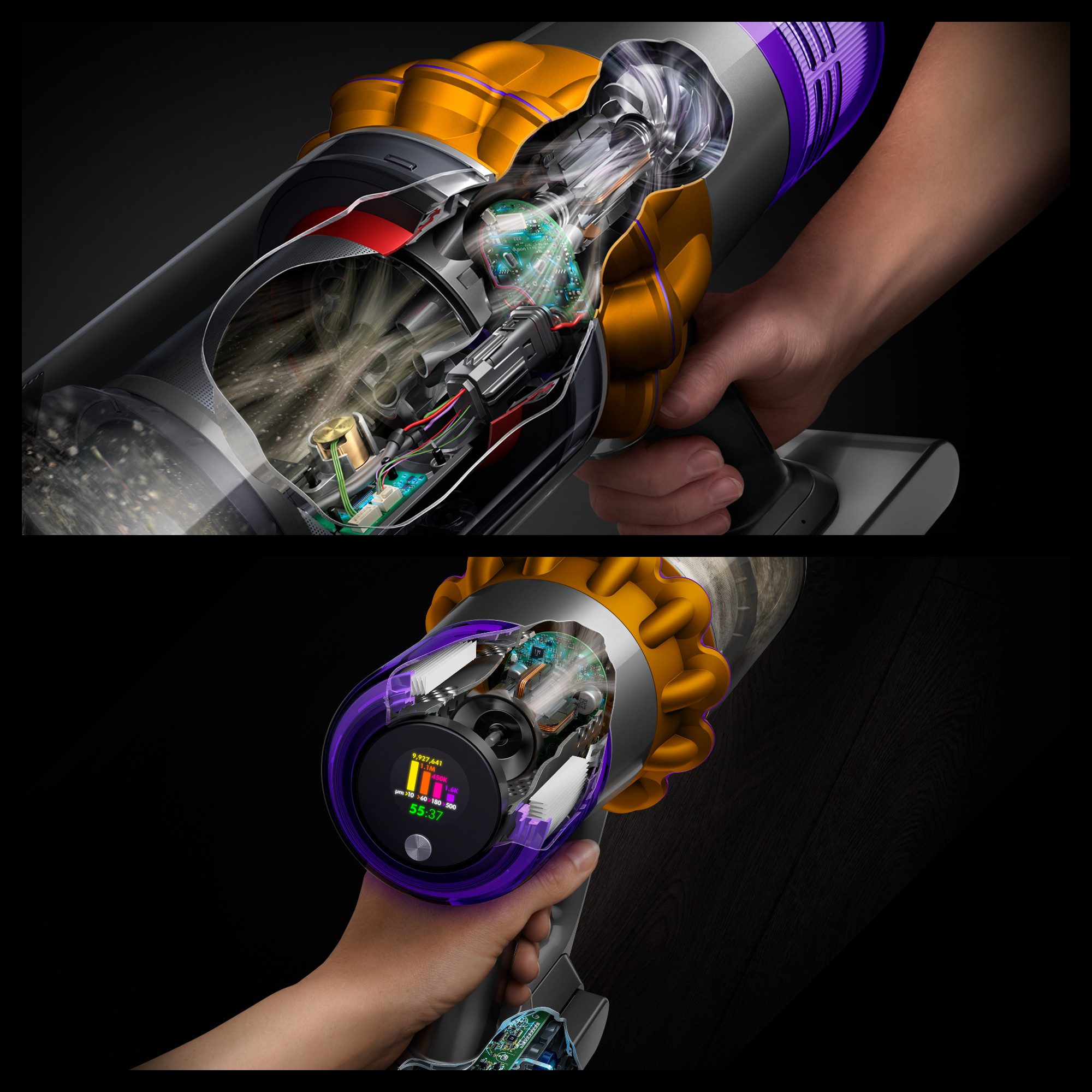 DYSON Akku-Hand-und Stielstaubsauger Dyson V15 Detect Absolute Nickel/Gelb, 660 W, 240 Airwatt Saugkraft, Stauberkennungssensor – Bild 5 von 5