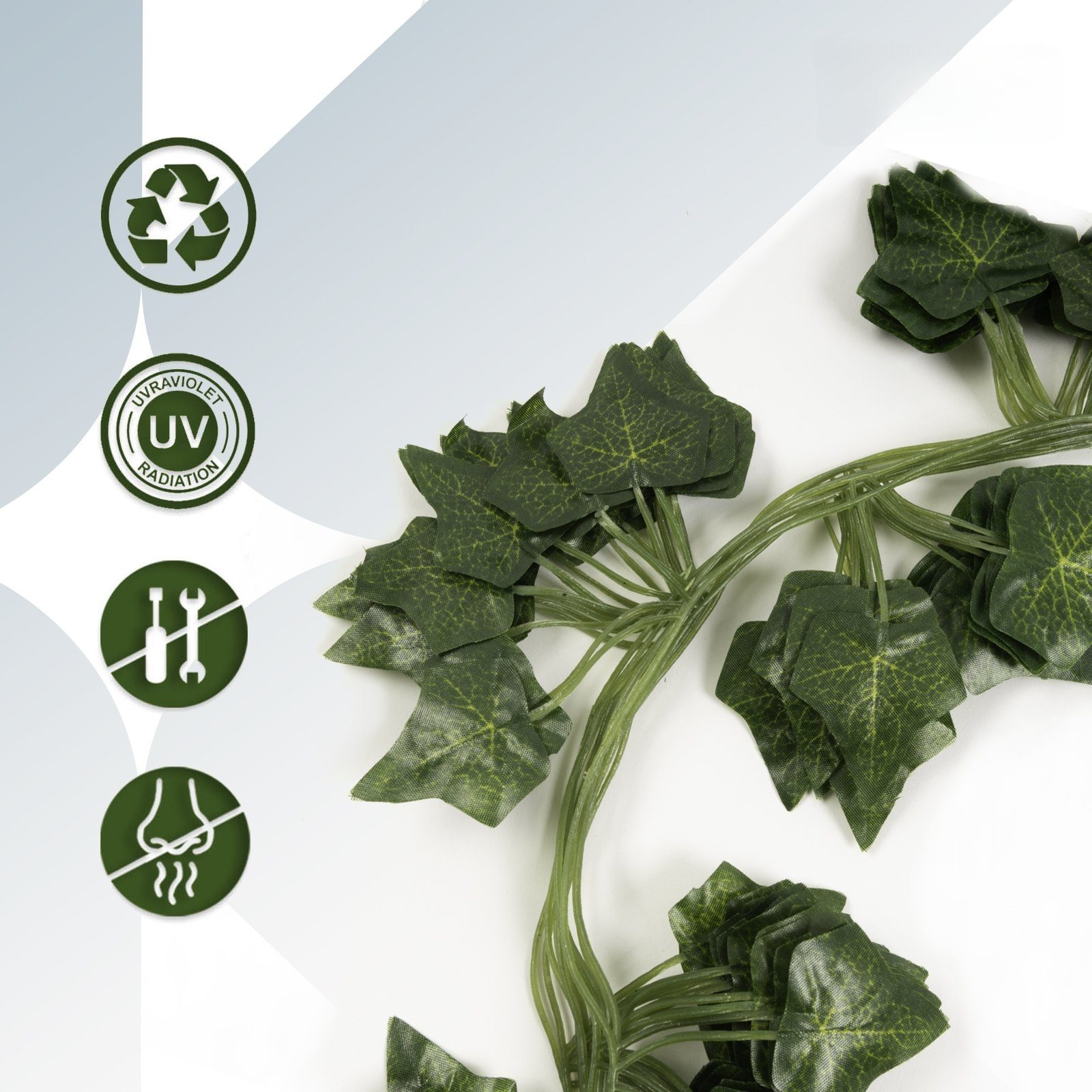 Kunstpflanze Efeu-Girlande, Karat, UV-beständig, Inkl. 20 Kabelbindern, 12e günstig online kaufen