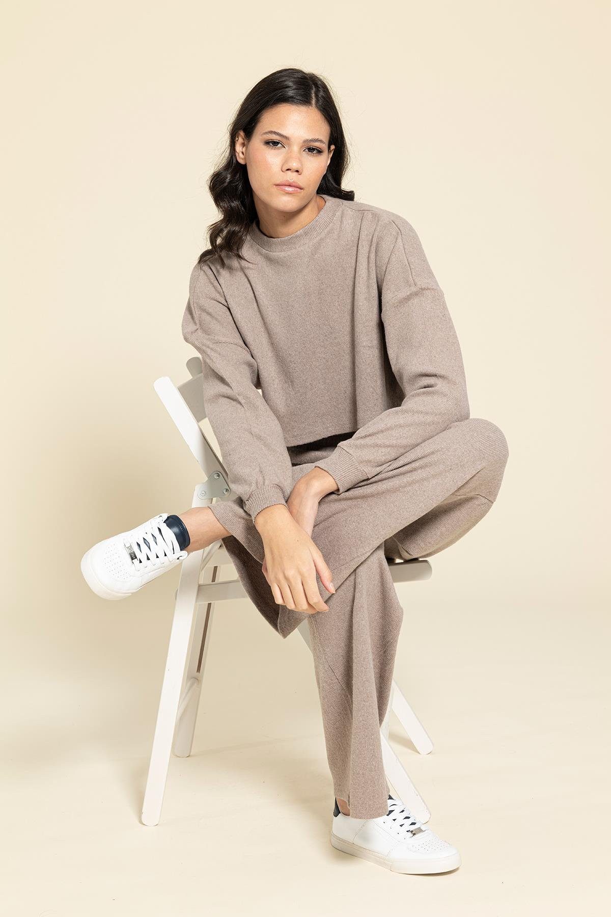 For You Moda Hosenanzug Gekürztes Taschenbraunes Hosen-Set günstig online kaufen