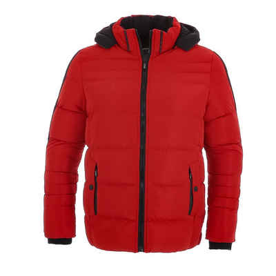 Ital-Design Steppjacke Herren Freizeit Kapuze (abnehmbar) Gefüttert Jacke in Rot