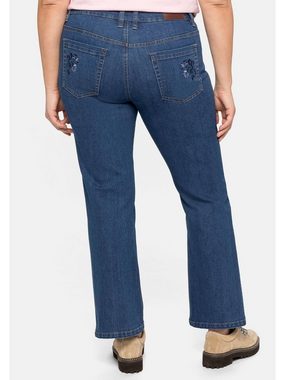 Sheego Bootcut-Jeans Große Größen im Trachtenlook mit abknöpfbarem Latz