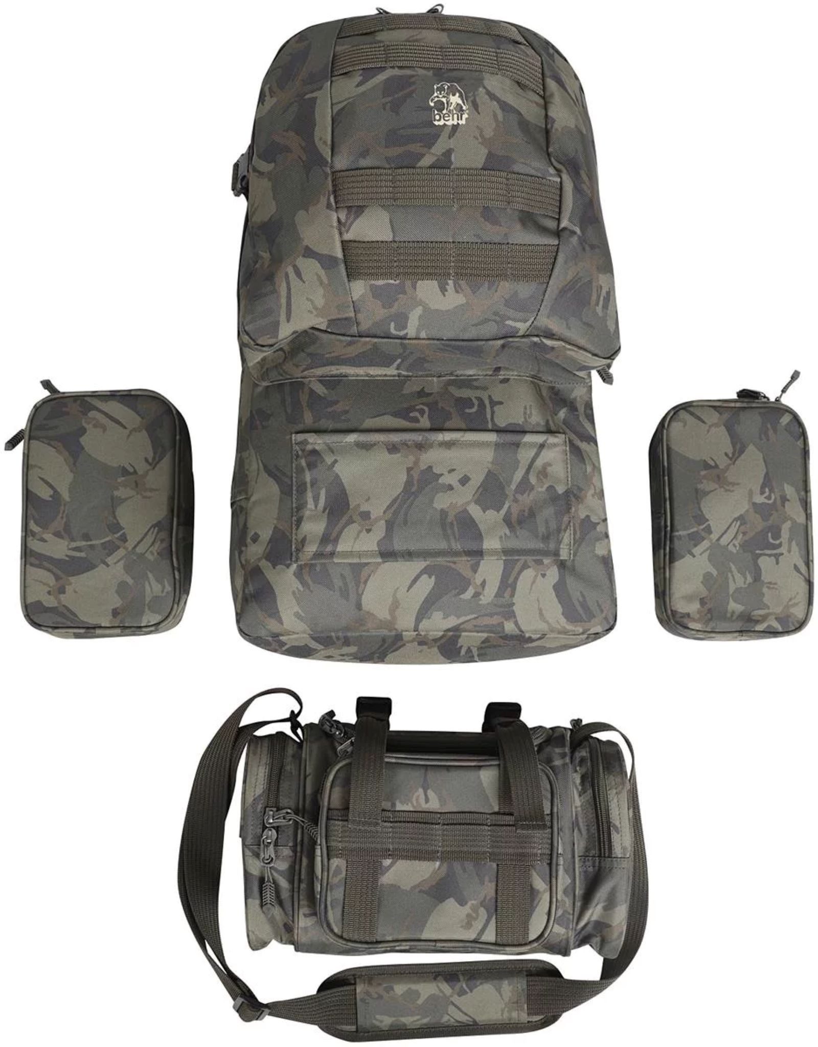 Behr Angelrucksack Rucksack Specimen Back-Pack - Angelrucksack Allround Camou (4-tlg)