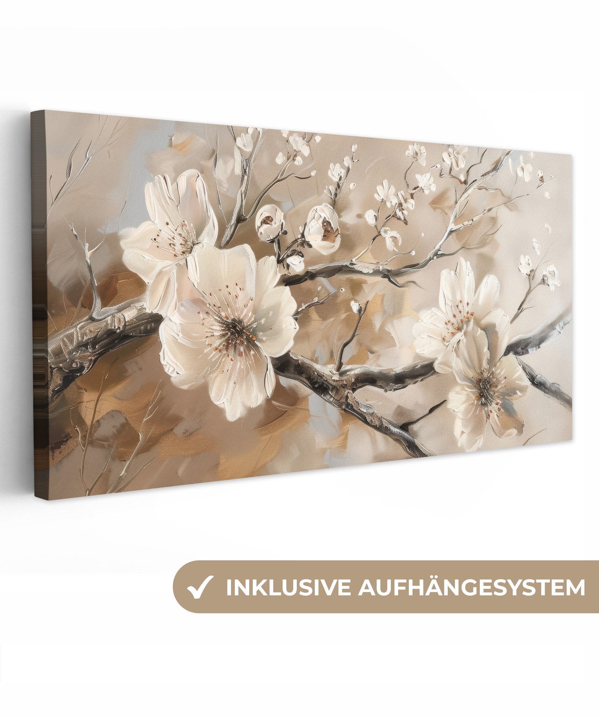 OneMillionCanvasses® Leinwandbild Panorama Blumen - Natur - Weiß - Blüte - günstig online kaufen