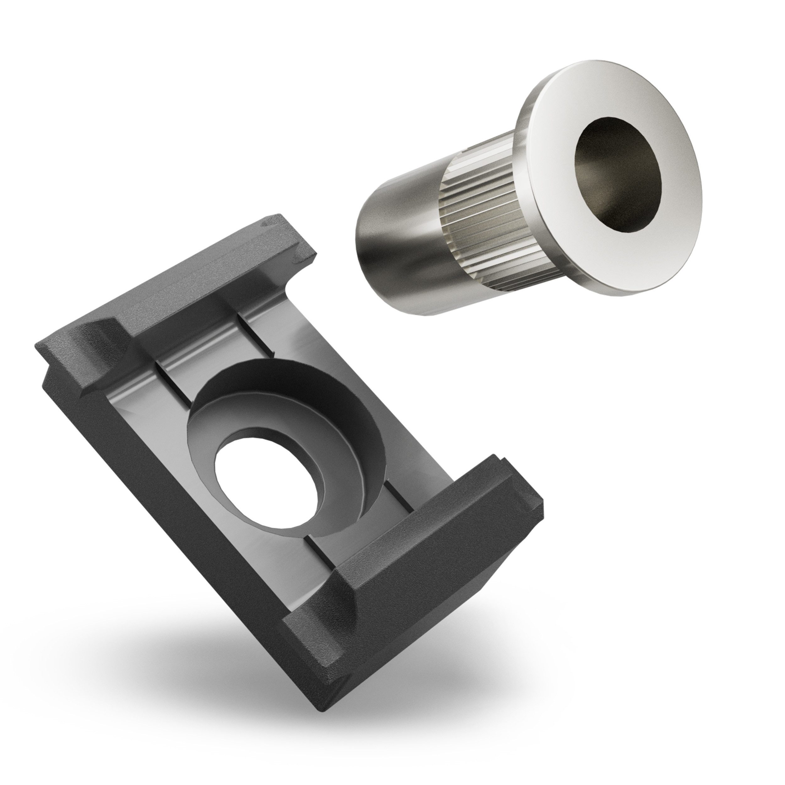 Qualinos Doppelstabmattenzaun Befestigung Klemmbock universal & V2A Nietmutter - auch für Eckpfosten, (Montageset, 10-St., UV-Schaden-Reparaturset und Eckverbindungsset), Edelstahl, UV-stabilisierte Halteklammer, NO-BREAK