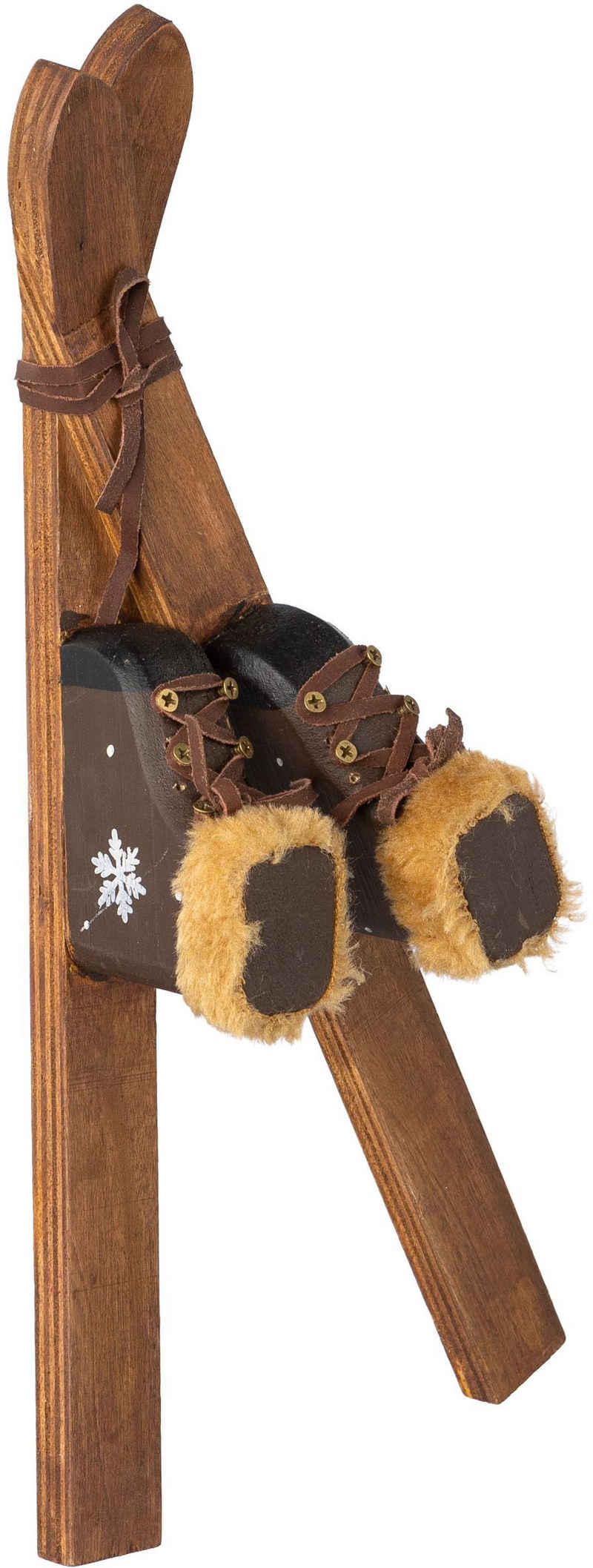 Creativ deco Weihnachtsfigur Weihnachtsdeko (1 St), Deko-Ski-Set aus Holz mit niedlichen Details