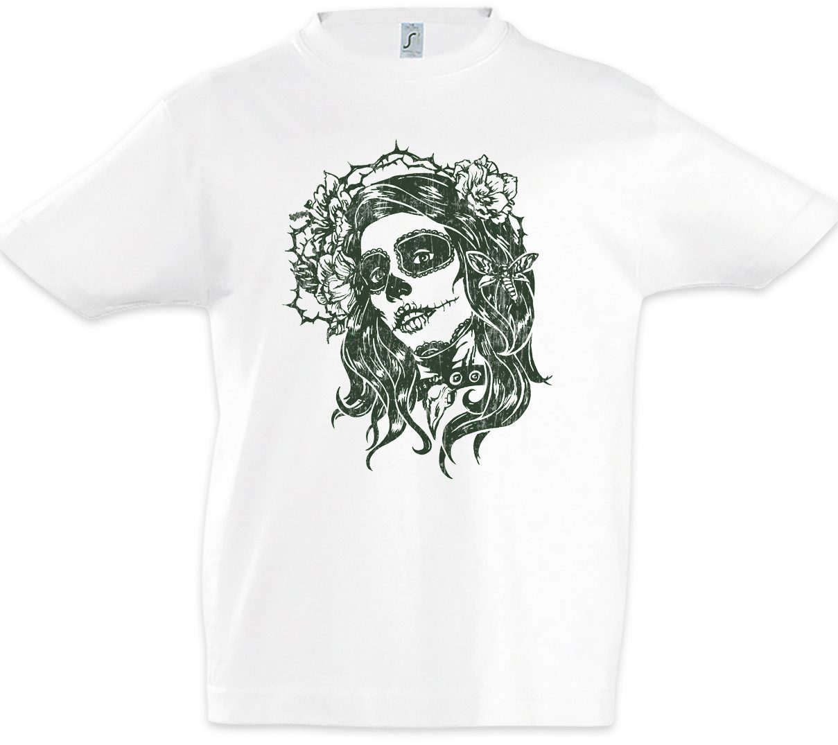 Print-Shirt Dia de Muertos II Kinder T-Shirt Mexican Sugar Skull Schädel Mexiko