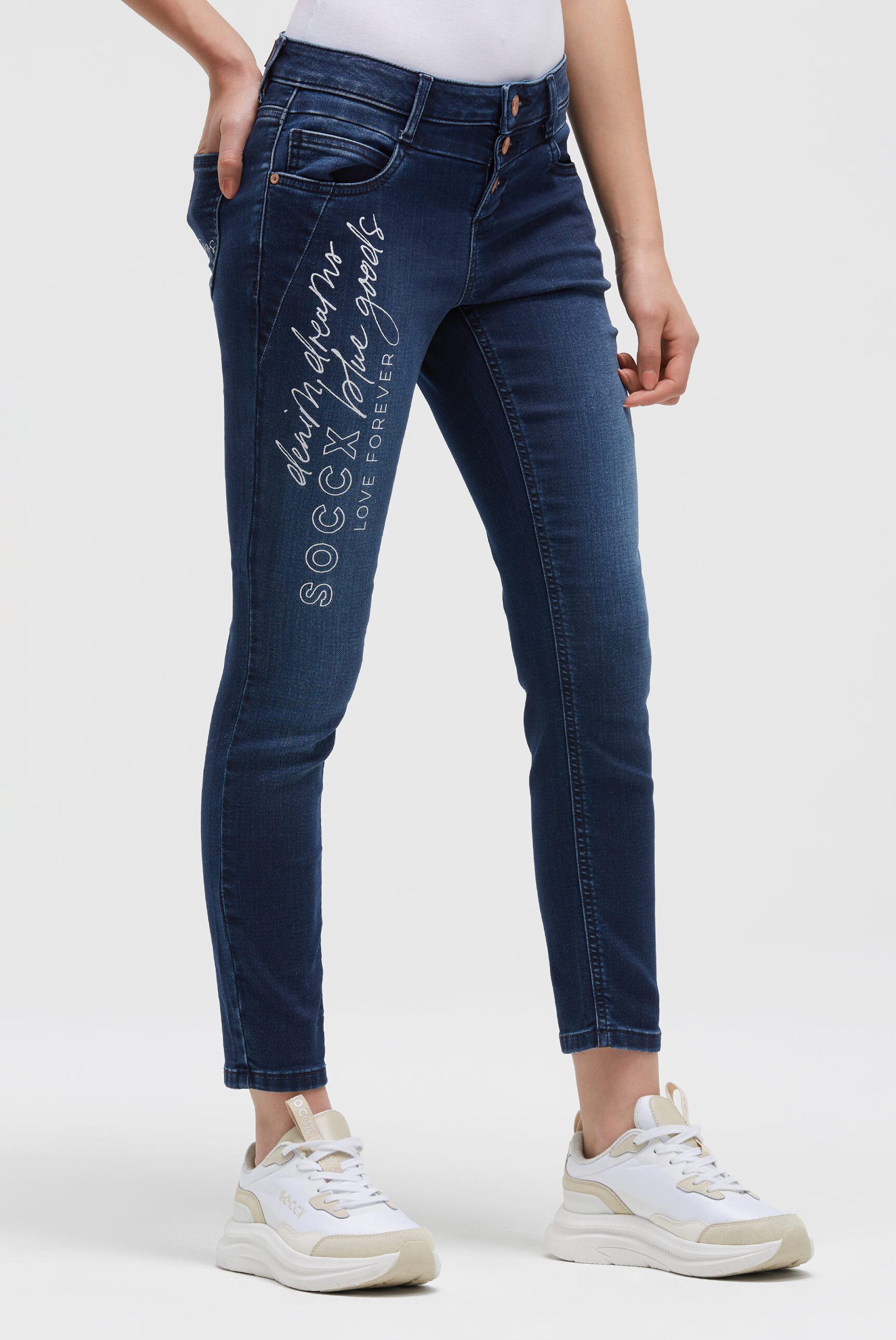 SOCCX Slim-fit-Jeans mit verkürztem Bein
