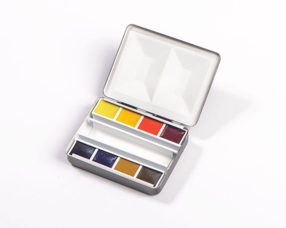 Honsell Aquarellfarbe BlockX Aquarell Emaillierter Metallkasten 8x1/2 Näpfchen, Hochpigmentierte wasserbasierte Künstlerfarben
