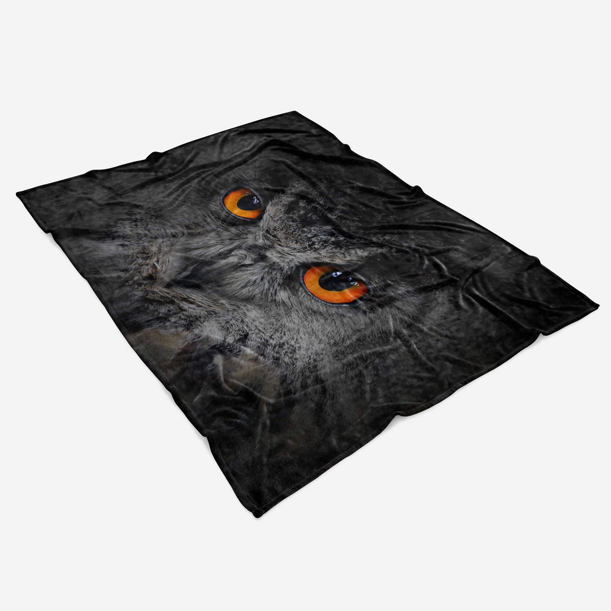 (1-St), Eulenaugen Art Handtuch Tiermotiv Baumwolle-Polyester-Mix Handtücher Handtuch Eule, Strandhandtuch Kuscheldecke Sinus Saunatuch mit