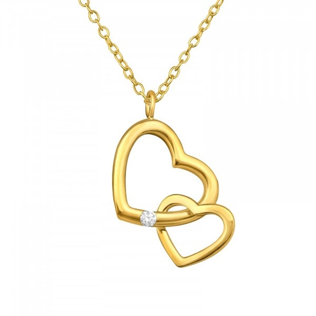 ALEXANDER YORK Kette mit Anhänger HERZ in HERZ mit Zirkonia in Gold, 2-tlg. günstig online kaufen