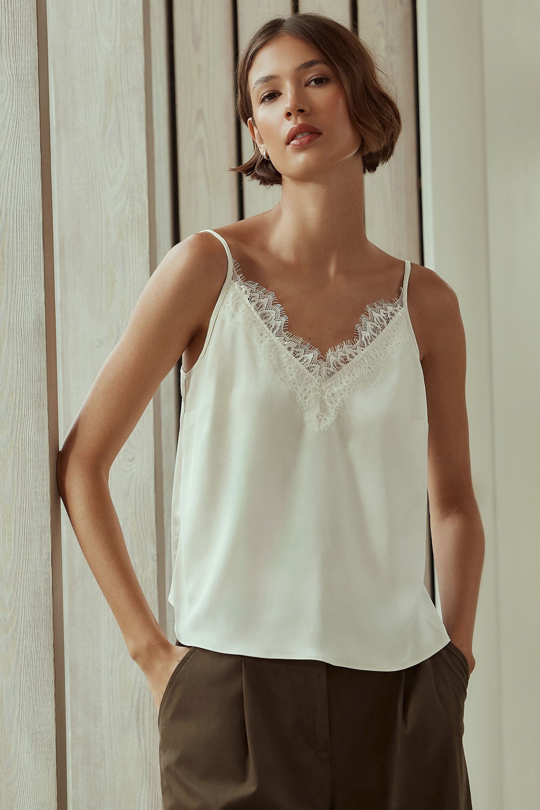 Next Trägertop Camisole-Top mit Satin und Spitze (1-tlg) günstig online kaufen
