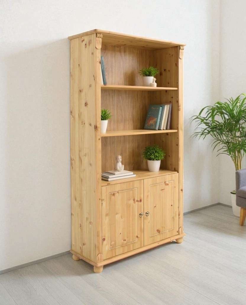 Home affaire Regal Tessin, Standregal, Bücherregal, aus massiver Kiefer, Breite 90 cm, Höhe 181 cm, mit Türen