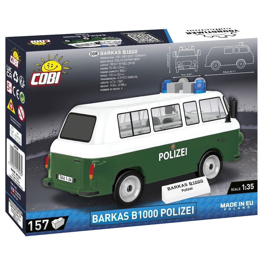 COBI Weihnachtsbaumkugel Bausatz Barkas B1000 Polizei grün/weiß 1:35 – Bild 4 von 5