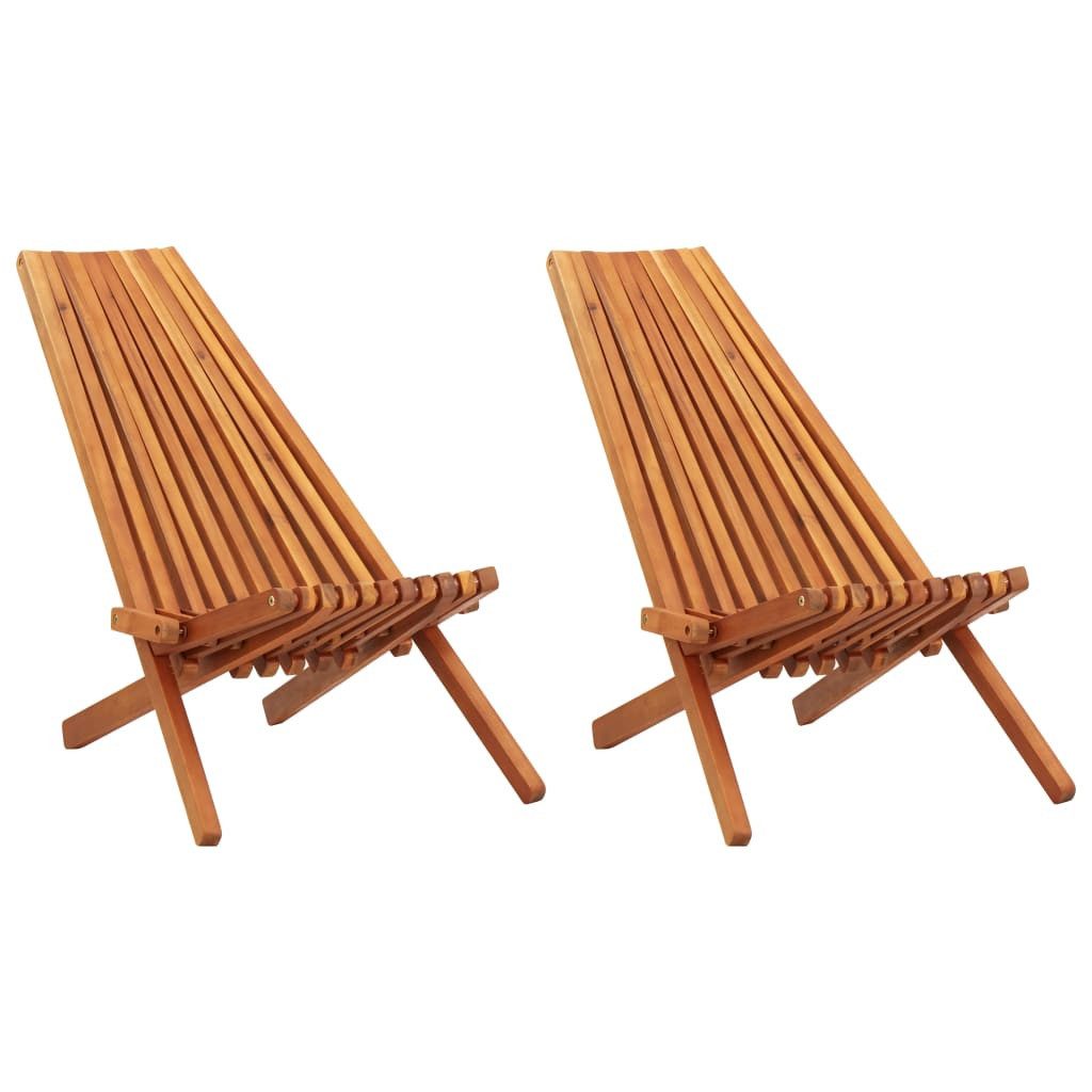 vidaXL Gartenstuhl Garten-Liegestühle 2 Stk. Massivholz (2 St)
