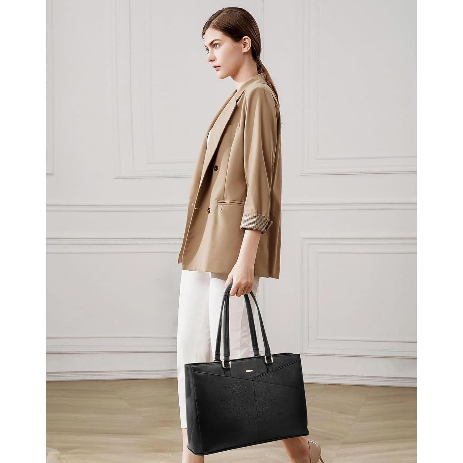 LuxusKollektion Laptoptasche Laptoptasche Damen 15,6 Zoll Handtasche Wasserdicht Schwarz