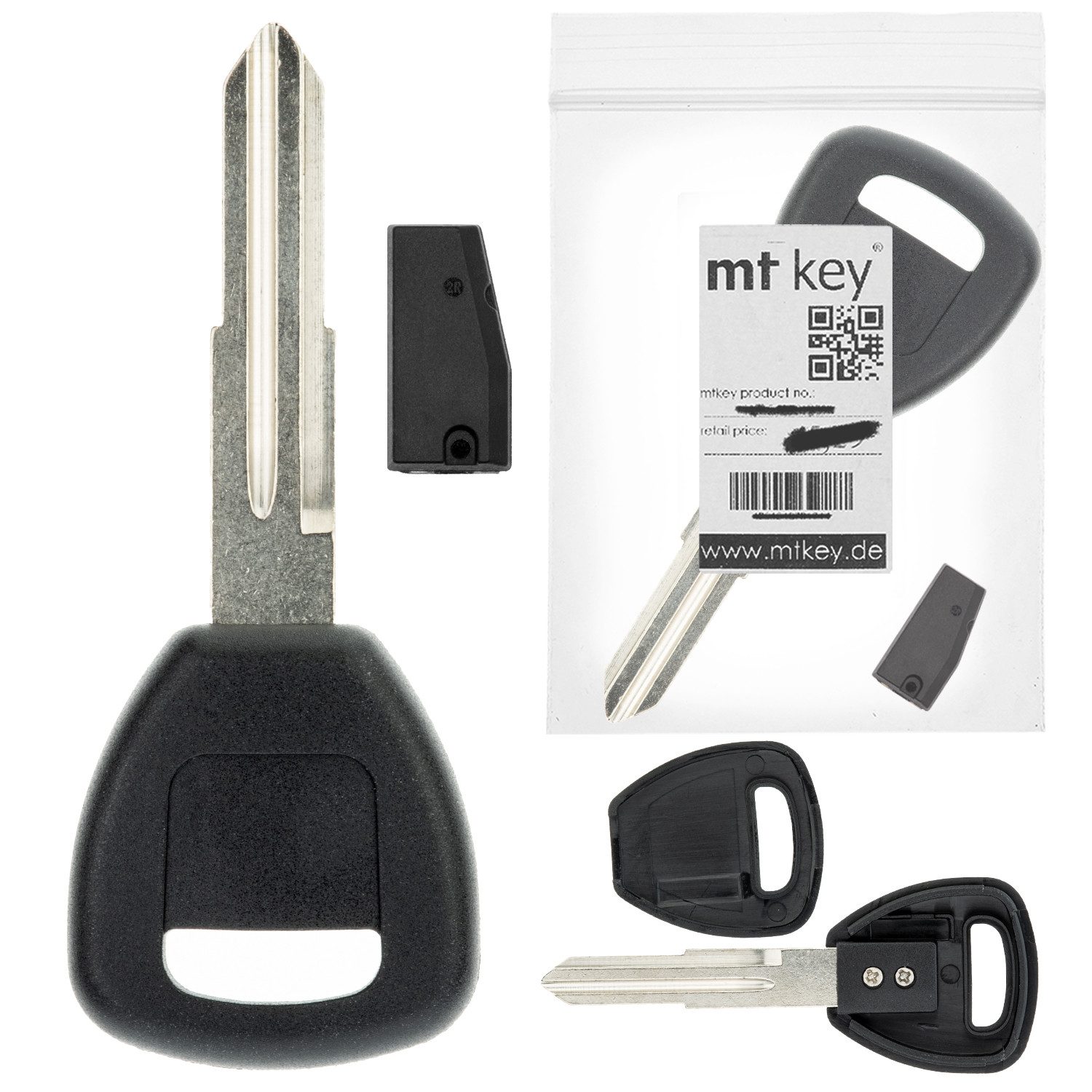 mt-key Schlüsseltasche Auto Zünd Schlüssel Rohling HON58R + ID46 Transponder (Set), für Acura Rl (05-10); Tl (04-06); Tsx (04-07); Honda Gold Wing (AB...