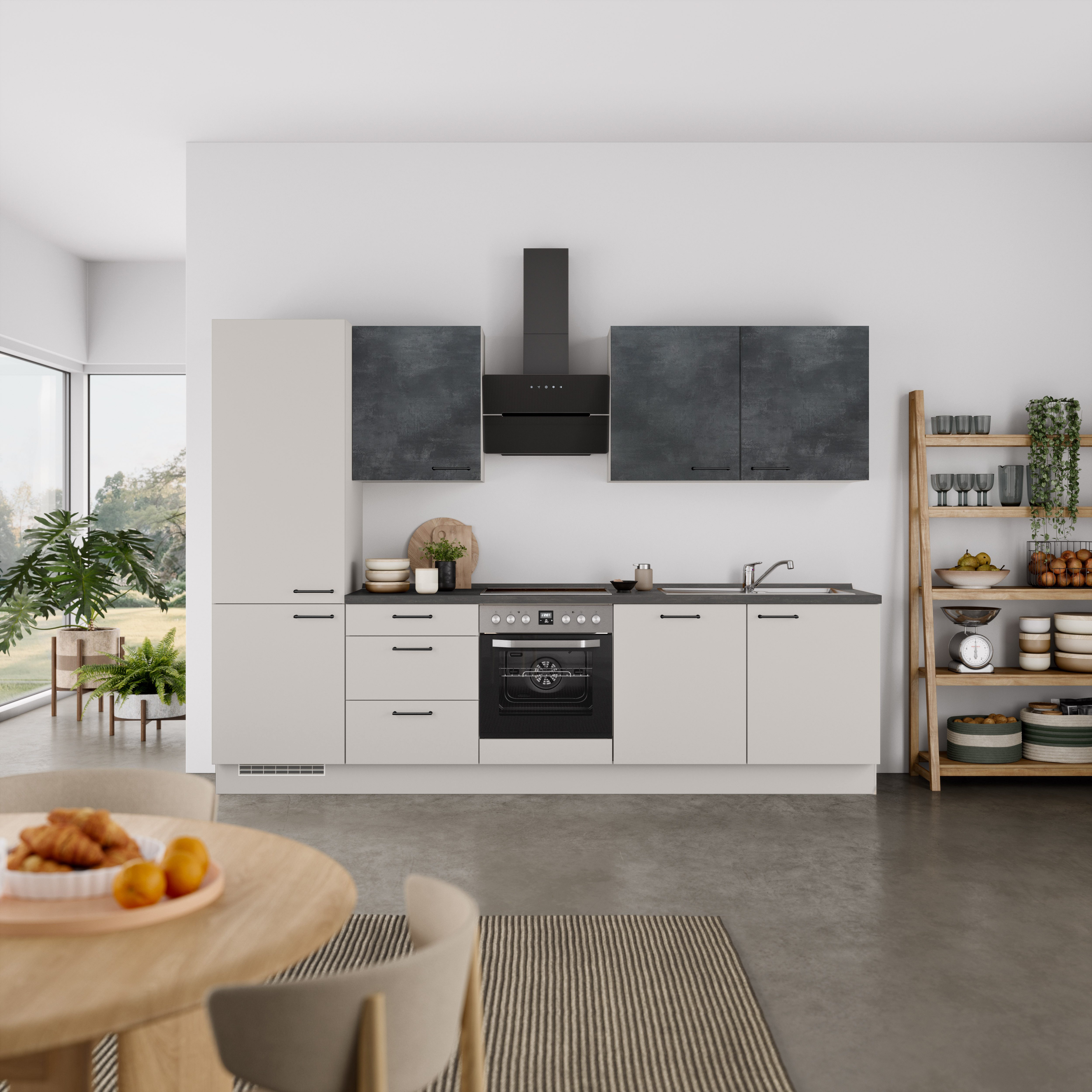 nobilia® Küchenzeile "MIAMI", NEU: individuell anpassbar mit gratis Profi-Beratung, vormontiert, Breite 300 cm, Ausrichtung wählbar, wahlw. mit E-Geräten
