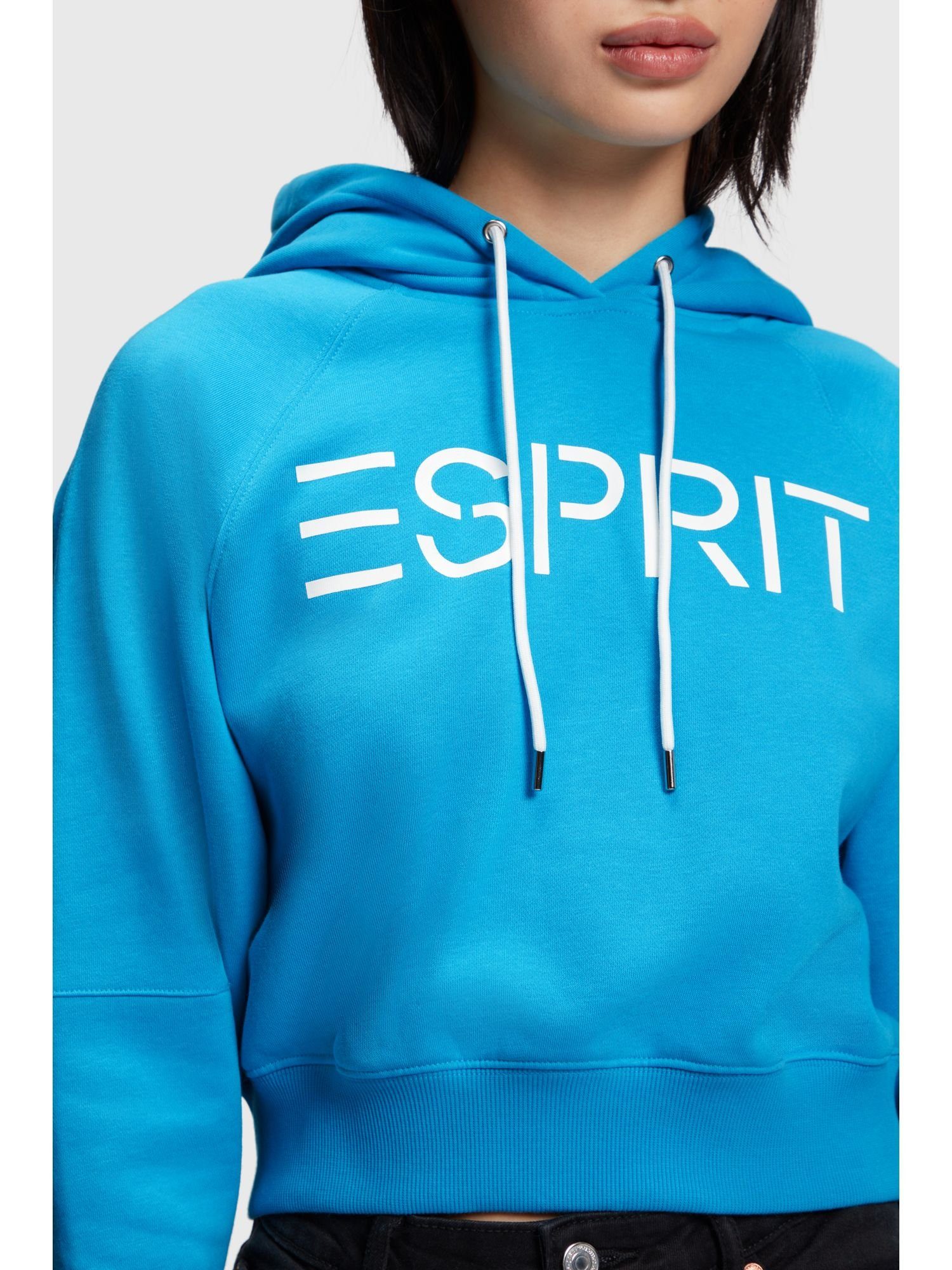 mit Cropped-Hoodie TURQUOISE Logo (1-tlg) Sweatshirt Esprit