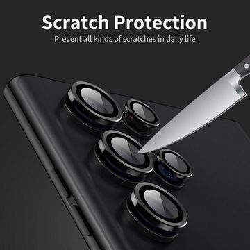 Wigento Handyhülle Für Samsung Galaxy S23 Ultra Aluminium Ring Kamera + H9 Tempered Hart Glas Film Grün