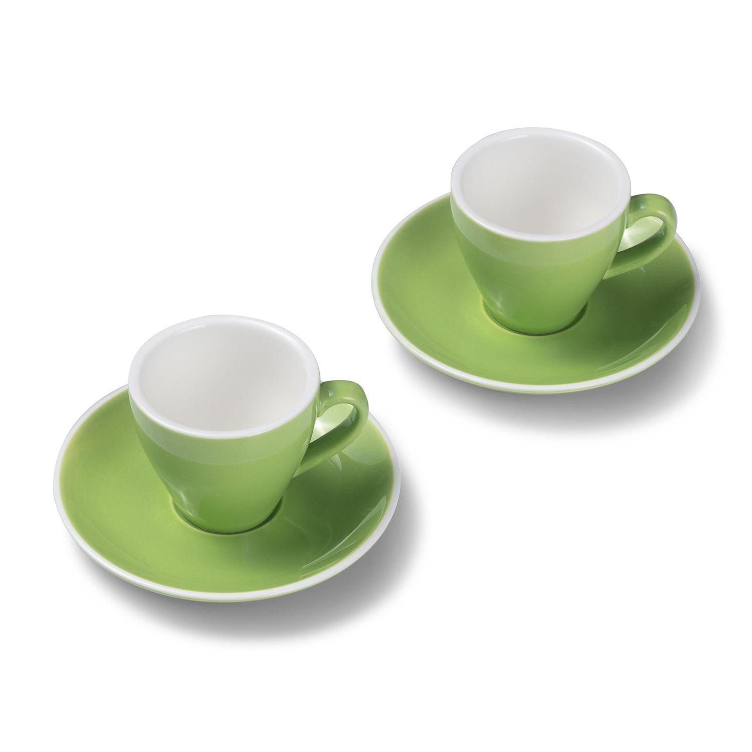 Espressotasse 2er Espressotassen-Set, Grün glossy 90 ml mit Untertasse