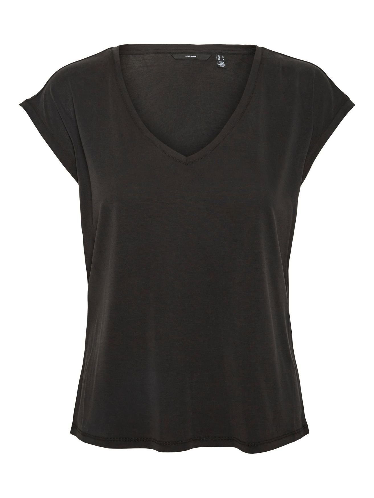 Basic VMFILLI V-Neck in Schwarz-2 Vero T-Shirt T-Shirt 5282 Stretch Moda