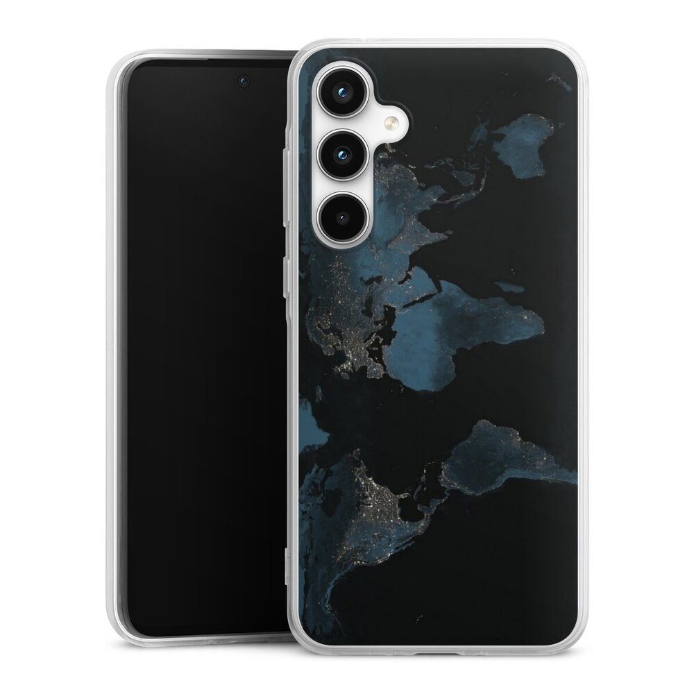 DeinDesign Handyhülle Weltkarte Landkarte Nacht Nightlight Worldmap, Samsung Galaxy A35 5G Silikon Hülle Bumper Case Handy Schutzhülle