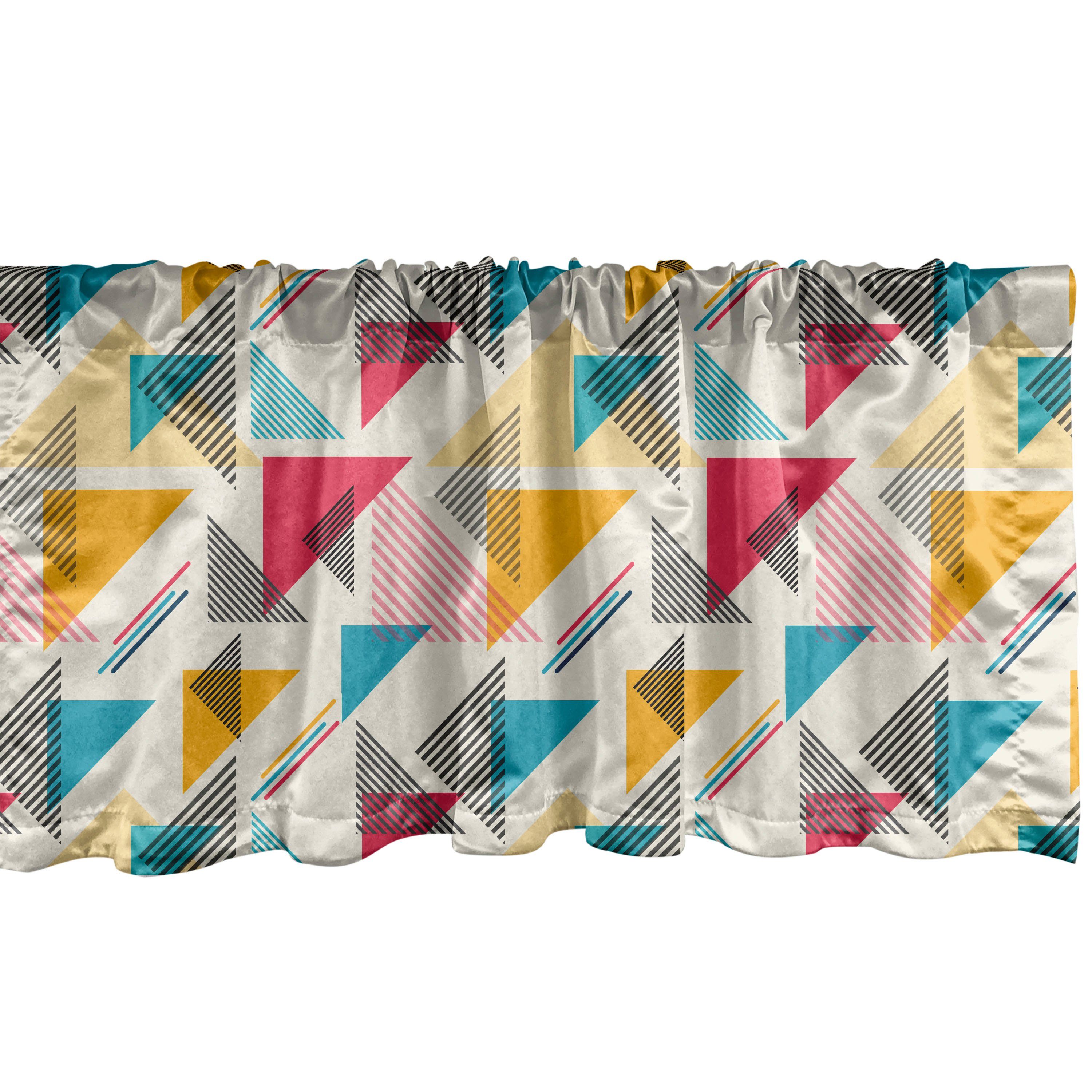 Scheibengardine Vorhang Volant für Küche Schlafzimmer Dekor mit Stangentasche, Abakuhaus, Microfaser, Geometrisch Memphis Themed Triangles