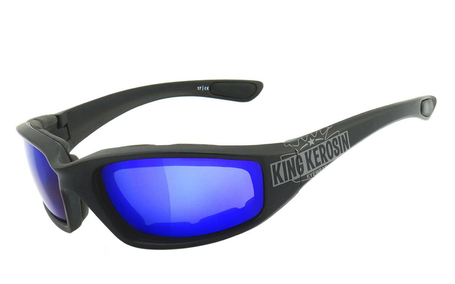Motorradbrille durch Kunststoff-Sicherheitsglas Steinschlagbeständig KK140 gepolstert, KingKerosin
