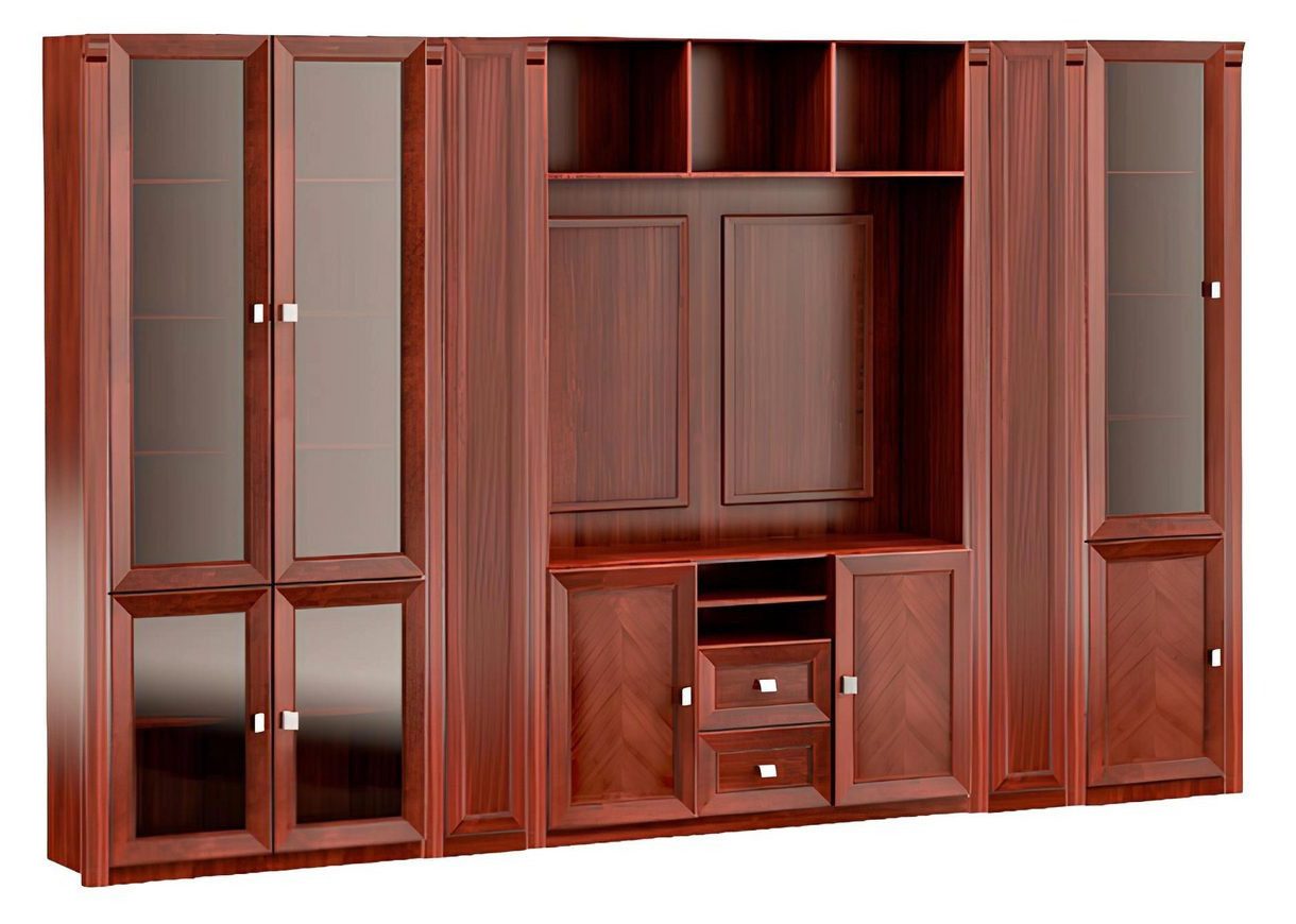JVmoebel Aktenschrank Stilvoller Brauner Arbeitszimmerschrank Massivholz Möbel Glastüren (Büroschrank) Made in Europa