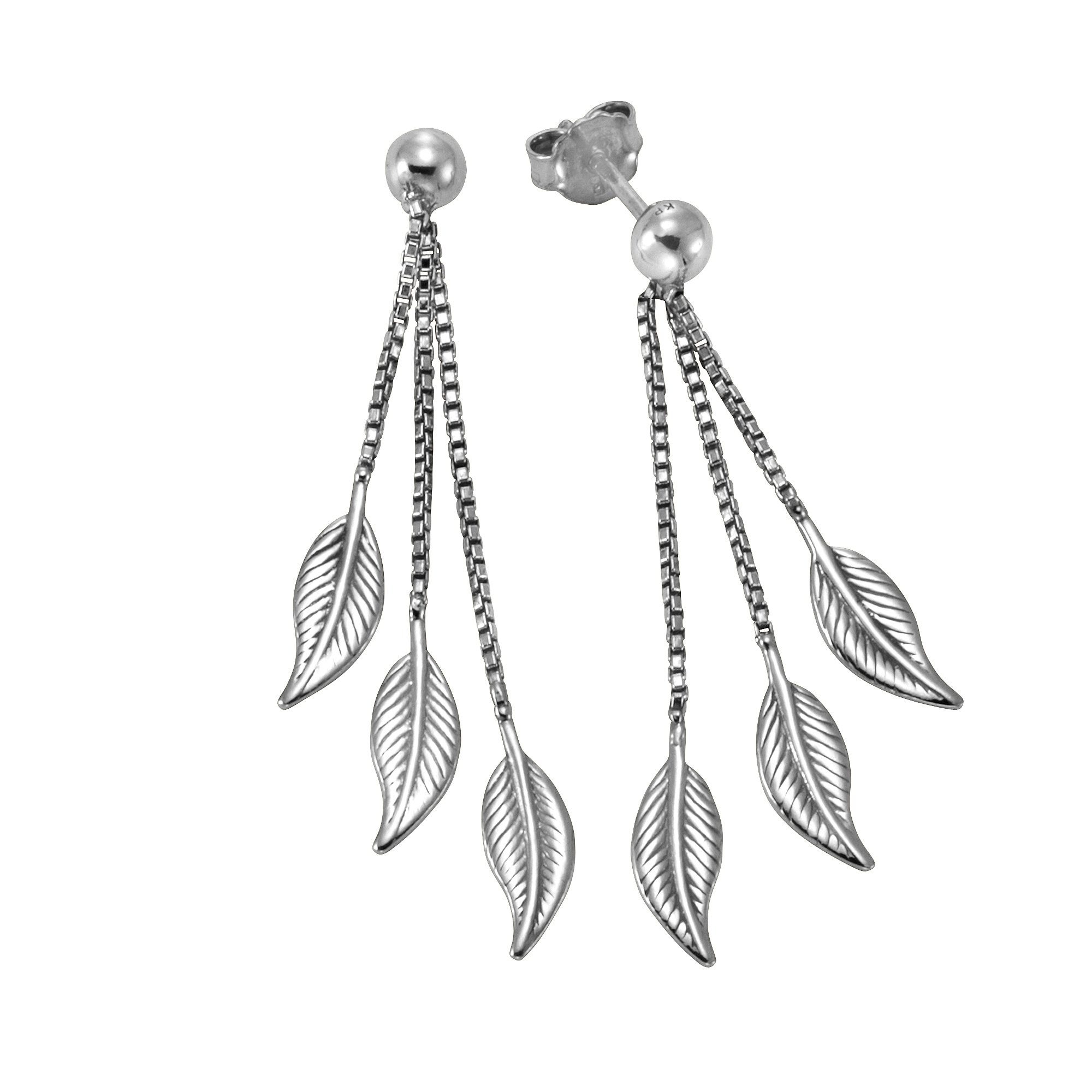 Zeeme Paar Ohrhänger Silber 925 rhodiniert 41mm lang mit Blatt-Motiv günstig online kaufen